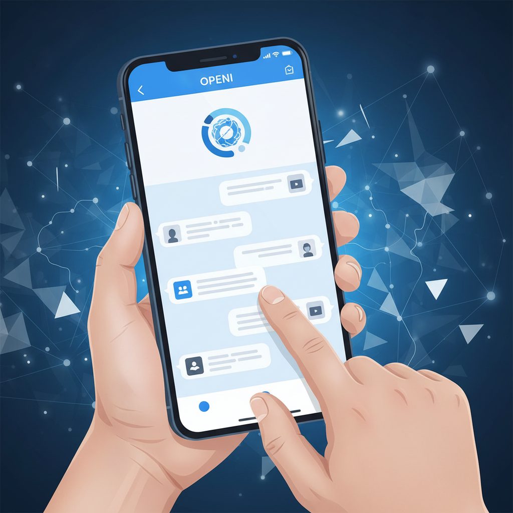 Smartphone interface showing ChatGPT with AI-integrated advertisements on free tier