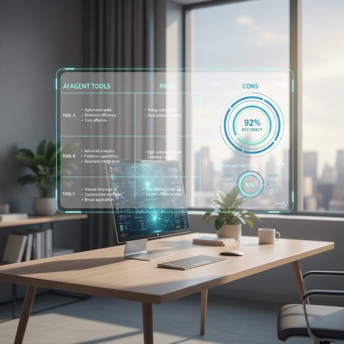 AI agent tools comparison showing pros and cons analysis dashboard interface