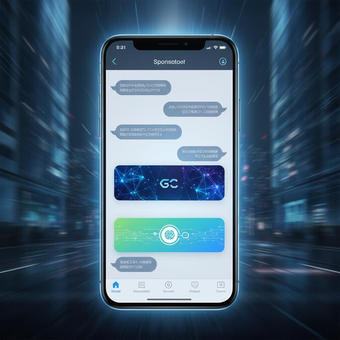 ChatGPT advertising interface on smartphone showing AI chatbot with sponsored content