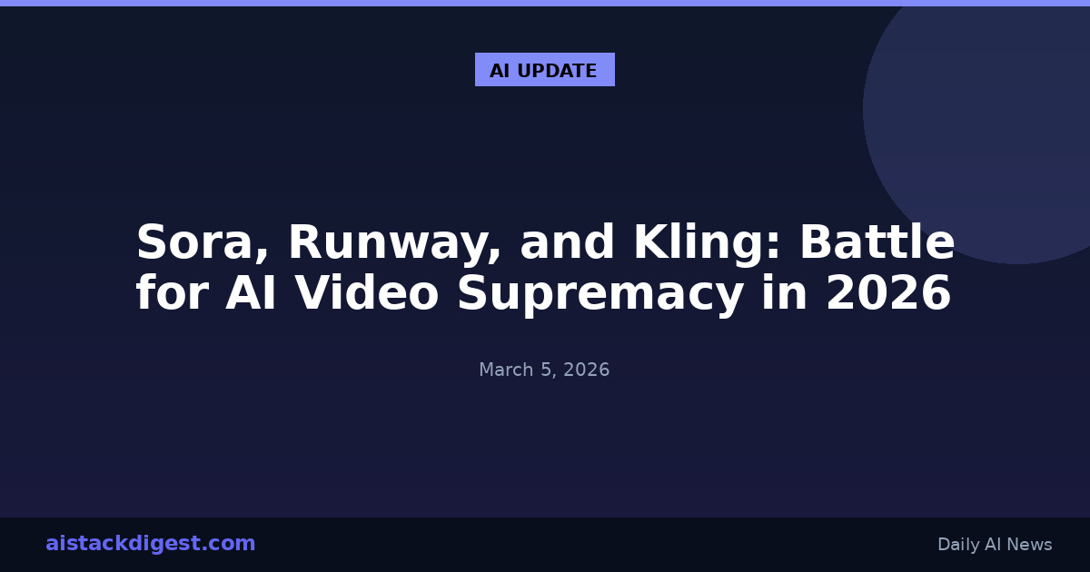 Sora, Runway, and Kling: Battle for AI Video Supremacy in 2026