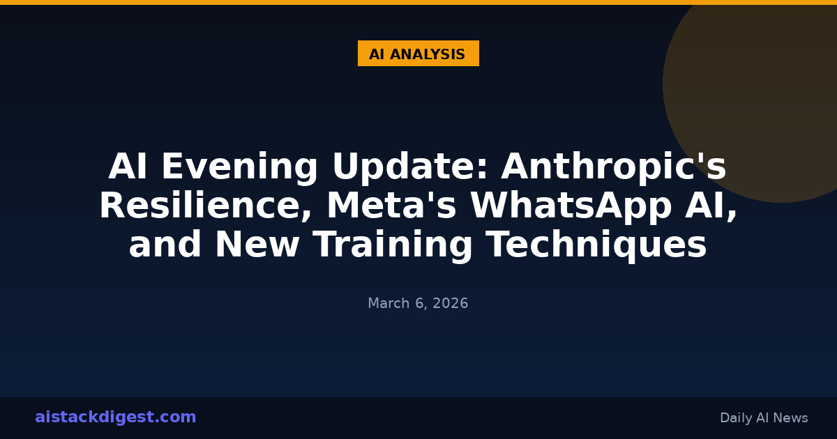 AI Evening Update: Anthropic's Resilience, Meta's WhatsApp AI, and New Training Techniques