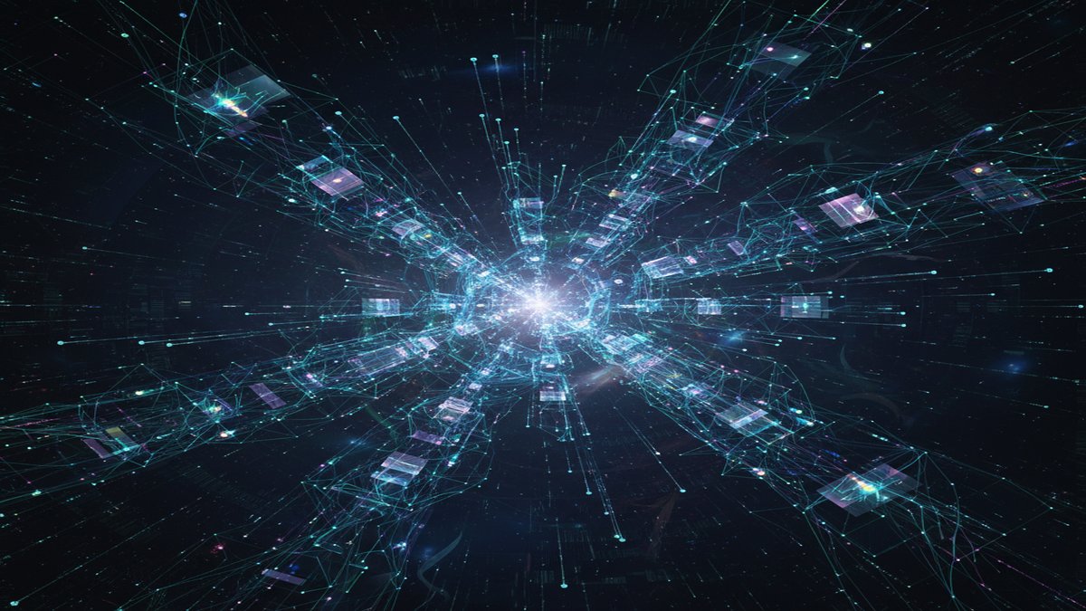 Conceptual image of an AI system autonomously optimizing data flow and algorithms