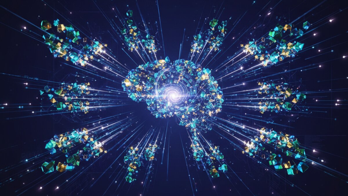 Abstract digital network representing artificial intelligence and productivity