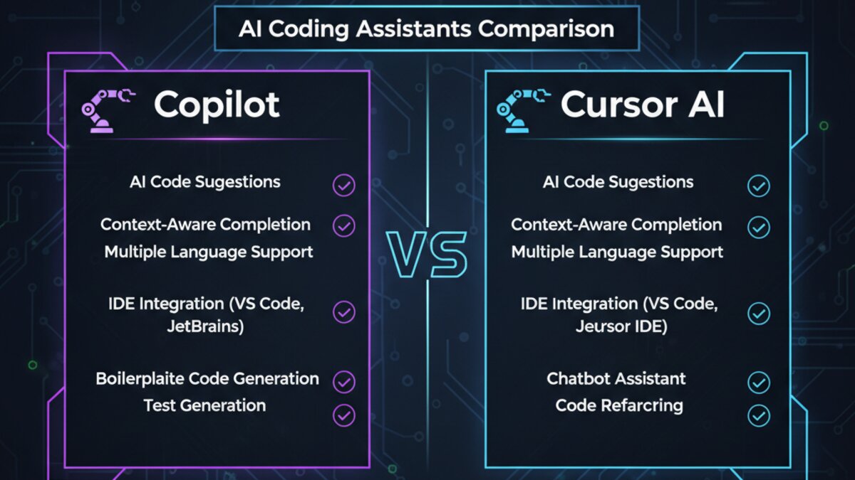 GitHub Copilot vs Cursor AI feature comparison for developers